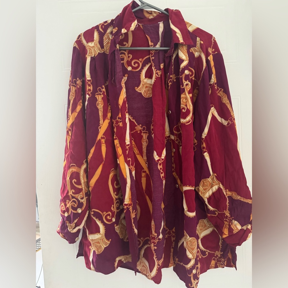 burgundy Vintage Blouse